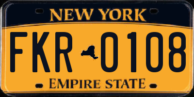 NY license plate FKR0108