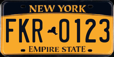 NY license plate FKR0123