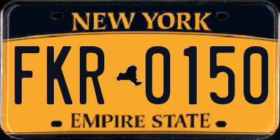 NY license plate FKR0150
