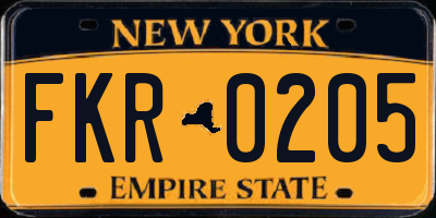 NY license plate FKR0205