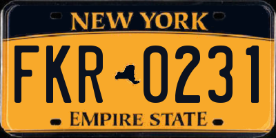 NY license plate FKR0231