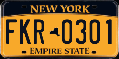 NY license plate FKR0301