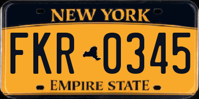 NY license plate FKR0345
