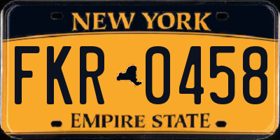 NY license plate FKR0458