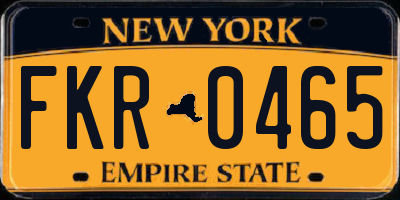 NY license plate FKR0465