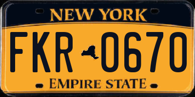 NY license plate FKR0670