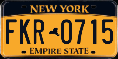 NY license plate FKR0715