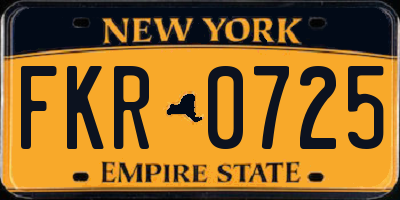NY license plate FKR0725