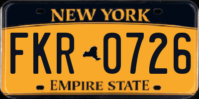 NY license plate FKR0726