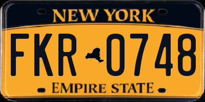 NY license plate FKR0748