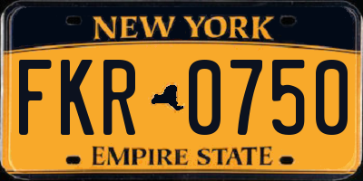 NY license plate FKR0750