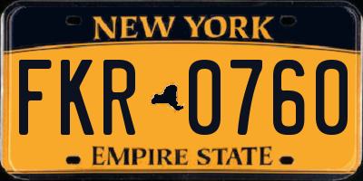 NY license plate FKR0760
