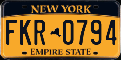 NY license plate FKR0794
