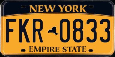 NY license plate FKR0833