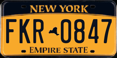 NY license plate FKR0847