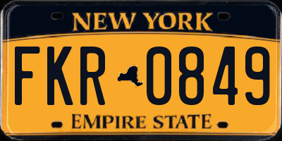NY license plate FKR0849