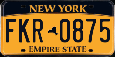 NY license plate FKR0875