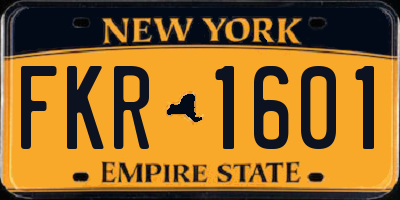 NY license plate FKR1601