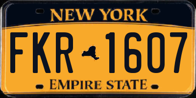 NY license plate FKR1607