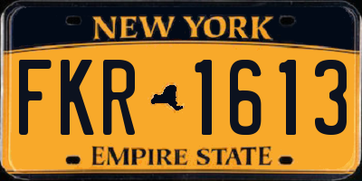 NY license plate FKR1613