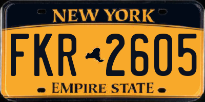 NY license plate FKR2605
