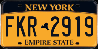 NY license plate FKR2919