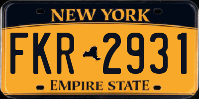 NY license plate FKR2931