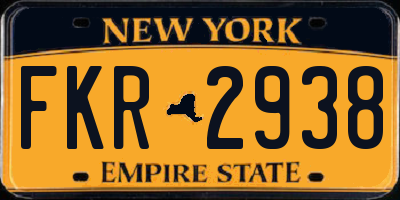 NY license plate FKR2938