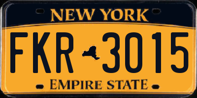 NY license plate FKR3015