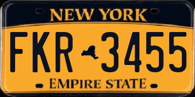NY license plate FKR3455