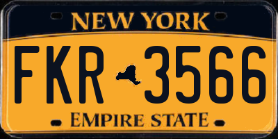 NY license plate FKR3566