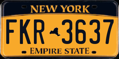 NY license plate FKR3637