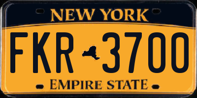 NY license plate FKR3700