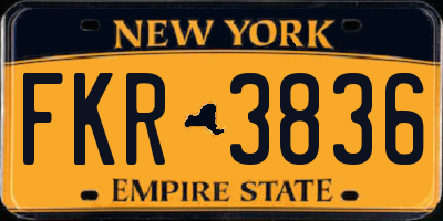 NY license plate FKR3836
