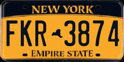 NY license plate FKR3874