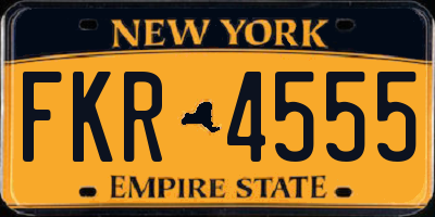 NY license plate FKR4555