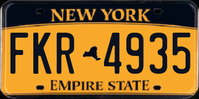 NY license plate FKR4935