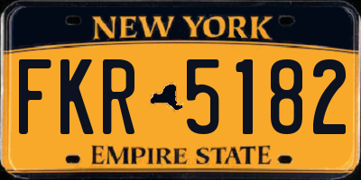NY license plate FKR5182