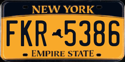 NY license plate FKR5386