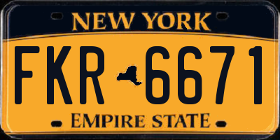 NY license plate FKR6671