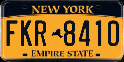 NY license plate FKR8410