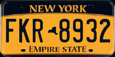 NY license plate FKR8932