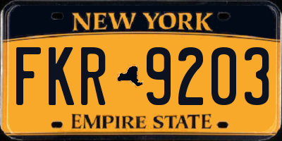 NY license plate FKR9203