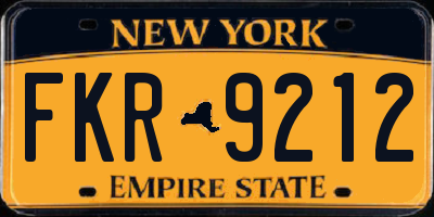 NY license plate FKR9212