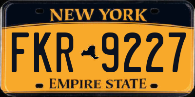 NY license plate FKR9227