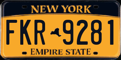NY license plate FKR9281