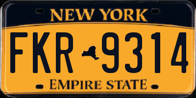 NY license plate FKR9314