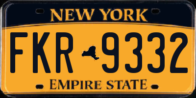 NY license plate FKR9332