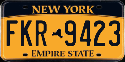 NY license plate FKR9423