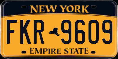 NY license plate FKR9609